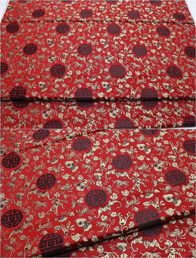 Floral Jacquard Brocade Fabric: Traditional Chinese Style (29.5" Wide)