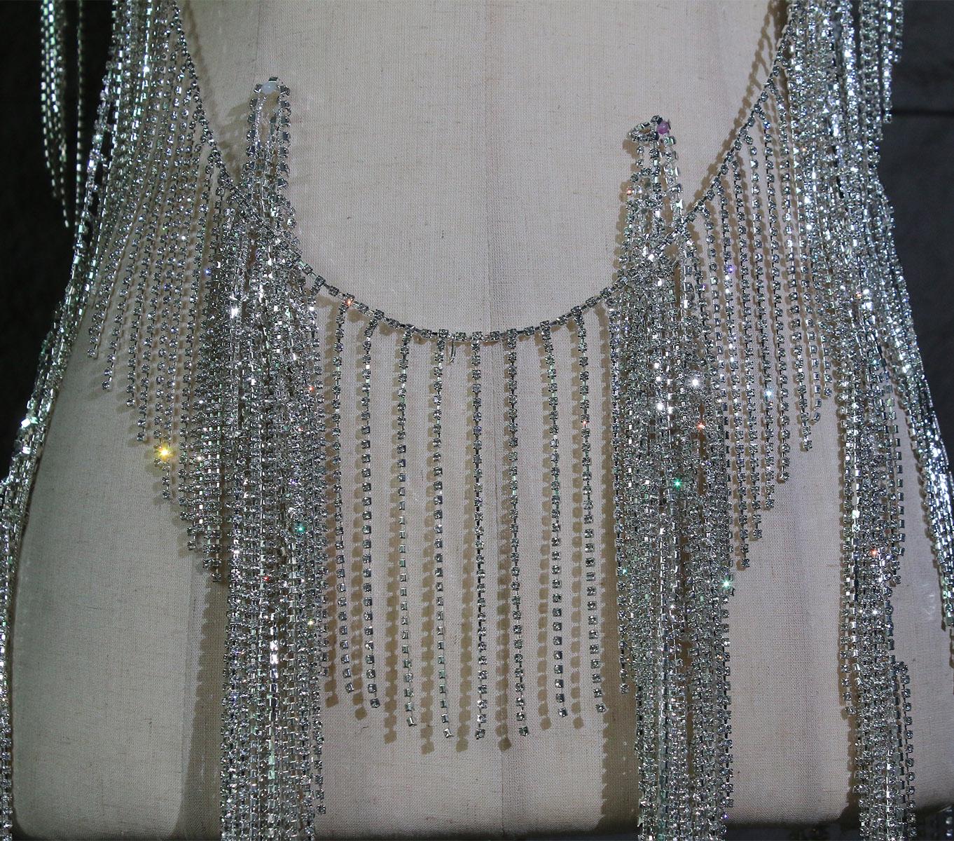 Rhinestone Tassel Chain: Crystal Glitter DIY Wedding Dress Accessory (12cm)