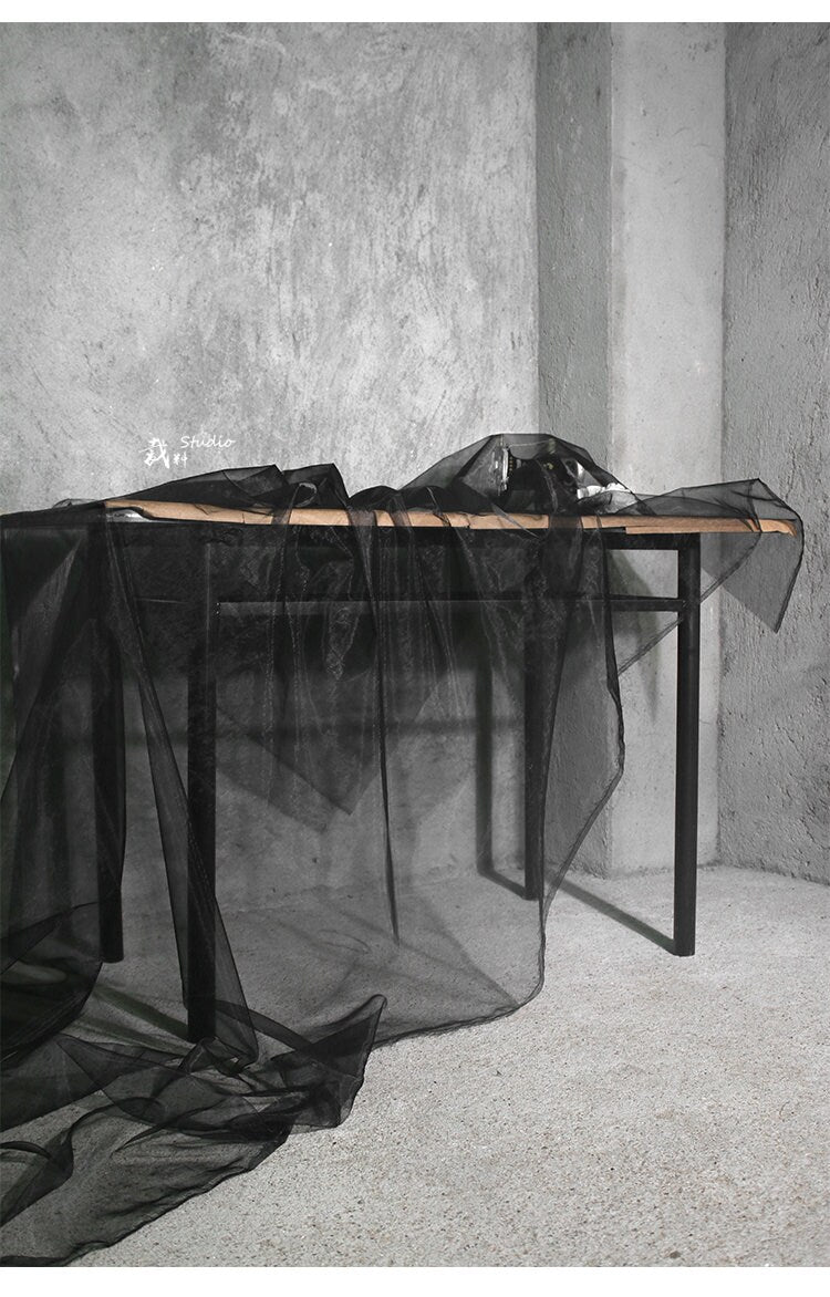Black Organza Fabric: Sheer Glossy Mesh, Dress Skirt Material