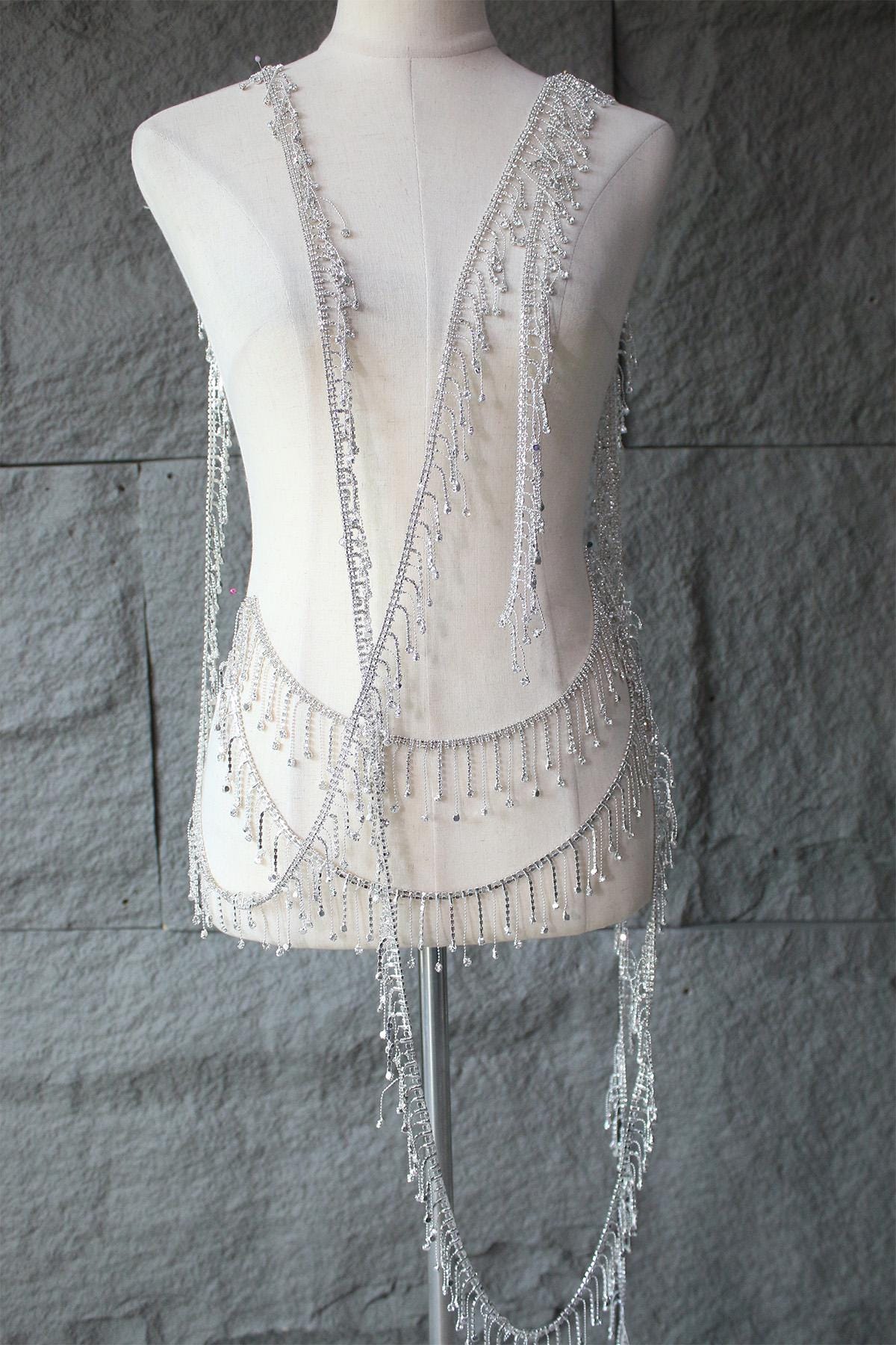 Chaîne à pompons en strass : garniture à paillettes de cristal, accessoire de robe de mariée à faire soi-même
