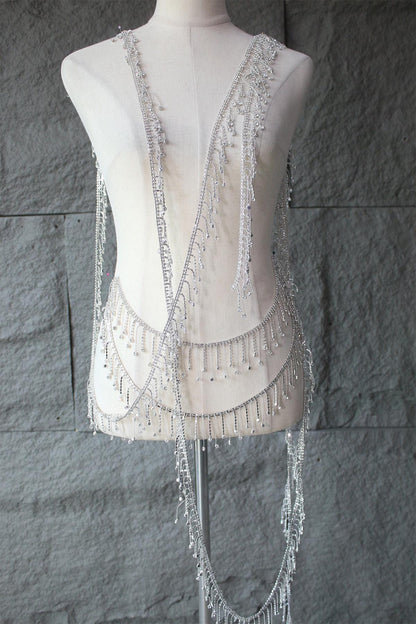 Chaîne à pompons en strass : garniture à paillettes de cristal, accessoire de robe de mariée à faire soi-même