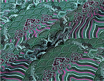 Green Floral Brocade Fabric: 59" Wide Rayon Upholstery Sewing Fabric