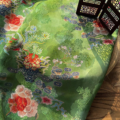 Rayon Silk Jacquard Xiangyun Fabric ��� Handmade Bisha Cuiyu Traditional Chinese Textile for Dress, Qipao, Craft, Sewi"W