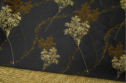Tissu jacquard à fil doré : motif épis de blé rétro, 150 cm de large