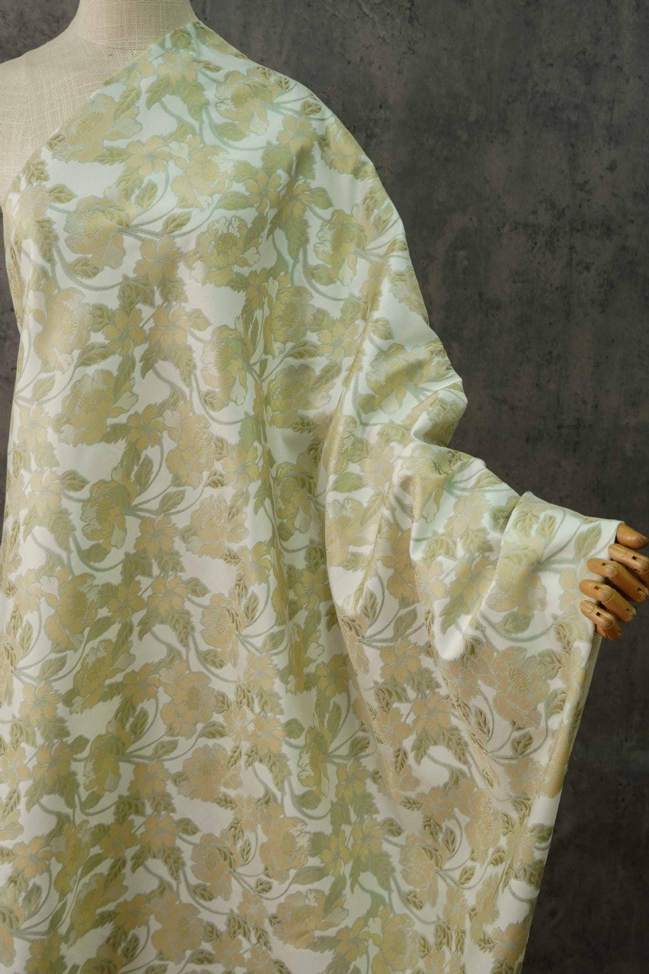 Gold Embossed Palace Jacquard Fabric: Damask Upholstery, Costume & Decor