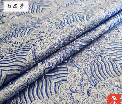 Ocean Waves Silk Rayon Brocade Fabric - 59" Wide