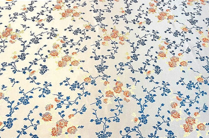 Tissu damassé en brocart de soie : tissu pour robe à motif pivoines, largeur 75 cm