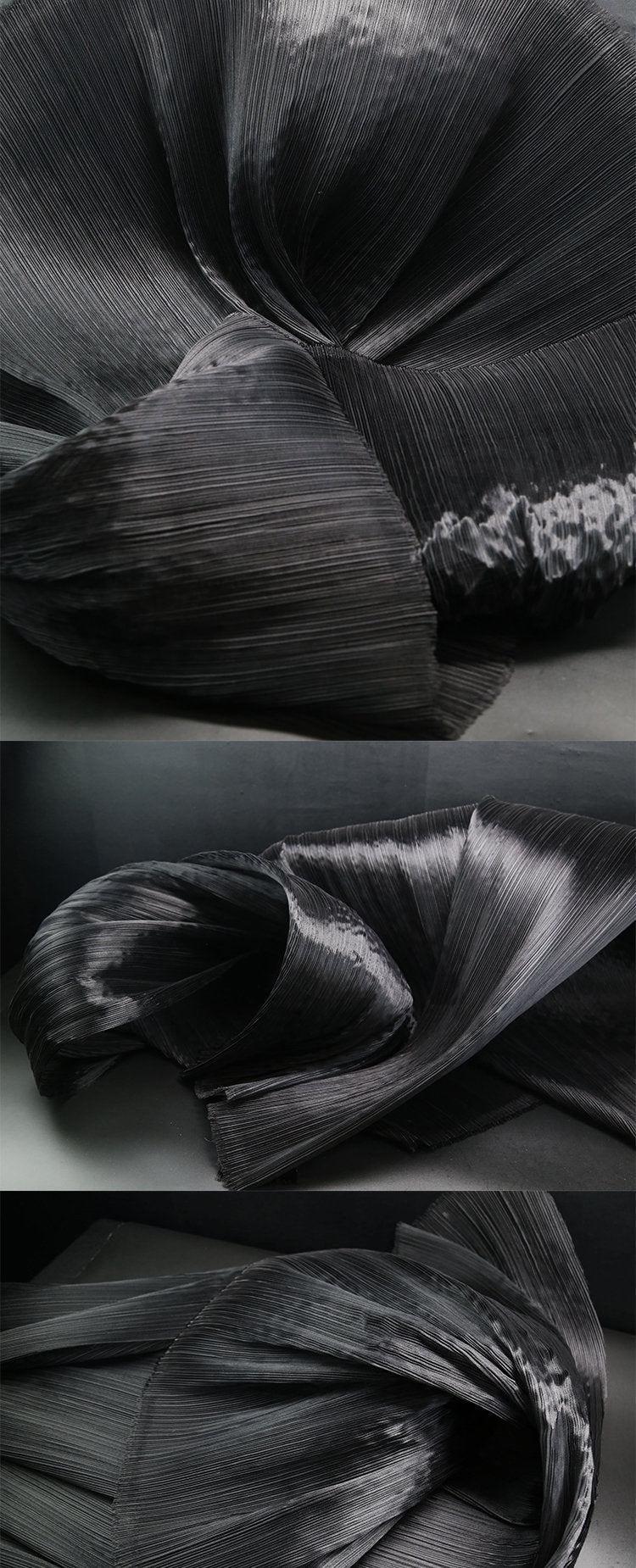 Pleated Organza Fabric: Shiny Crinkled Texture, 55" Wide