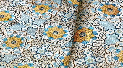 Tissu brocart impérial : Soie jacquard tibétaine faite main (au mètre)