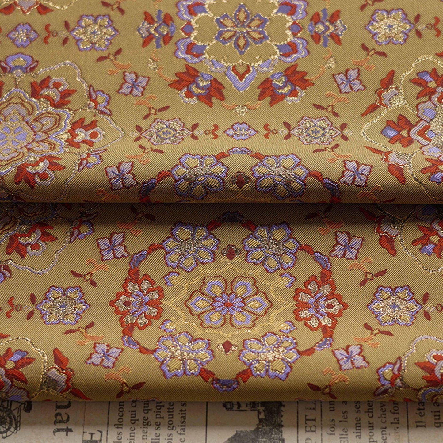 Tissu jacquard à fils d'or : tissu Dunhuang tissé et gaufré, 150 cm de large