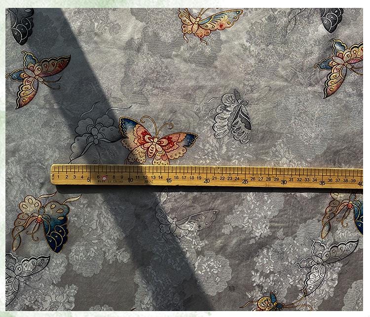 Butterfly Jacquard Silk Fabric ��� Xiangyun Gambiered Canton Gau"W