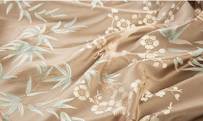 Bamboo & Plum Blossom Brocade Jacquard Fabric: 57"W Damask Upholstery