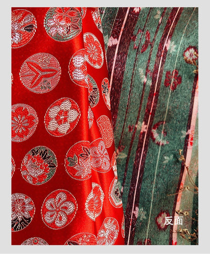 Dragon Brocade Fabric: Red Silk Rayon Blend, 29" Wide