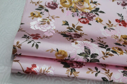 Peony Flower Silk Brocade Fabric: Chinese Wedding Upholstery, Quilting (By 1 Meter)