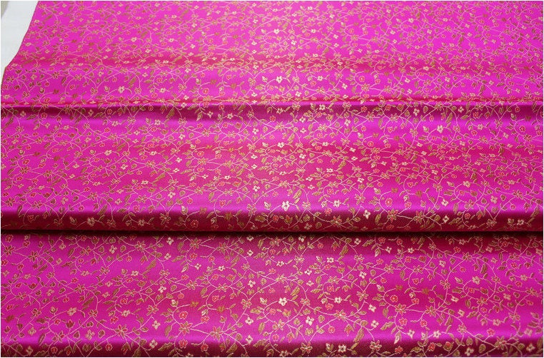 Floral Chinese Brocade Fabric: Silk Rayon Blend, 35" Wide