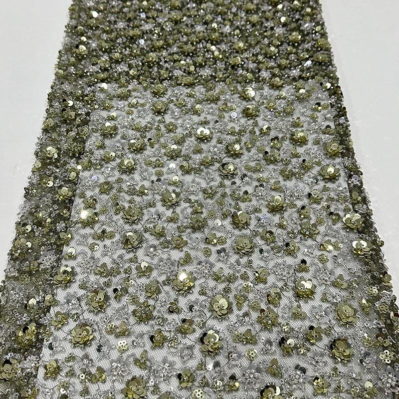 Embroidered Blossom Lace Fabric: Multi-Color Sequin Floral Appliqu��" Wide