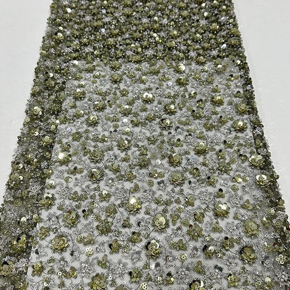 Embroidered Blossom Lace Fabric: Multi-Color Sequin Floral Appliqu��" Wide