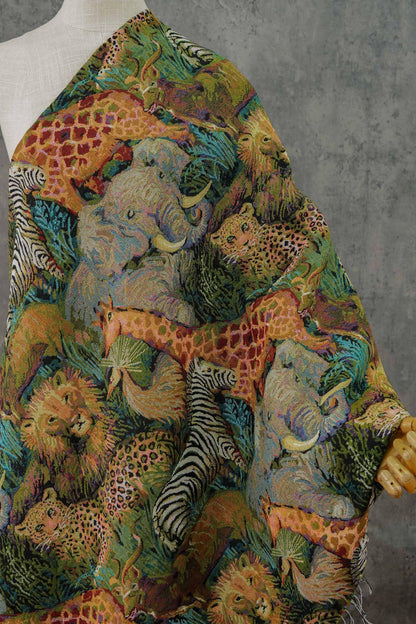 Jacquard Fabric: Wild Animals Zoo Pattern - Autumn Winter Upholstery