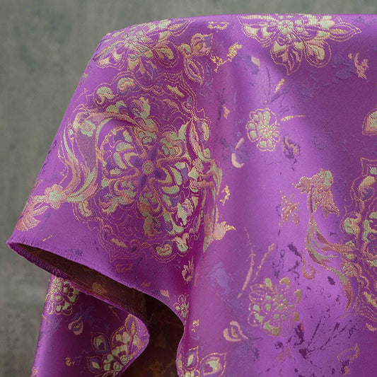 Tissu brocart satiné jacquard à motifs de poissons violets : Couture de cheongsam, Décoration intérieure