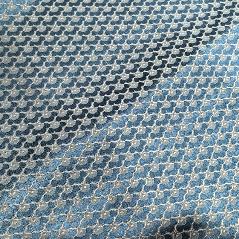 Japanese Fish Scale Brocade Fabric: Auspicious Cloud Jacquard Silk Kimono Fabric