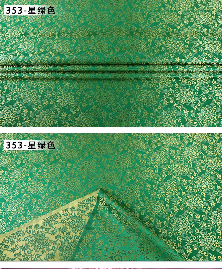 Green Jacquard Brocade Fabric: Chinese Style Rayon Sewing Drapery