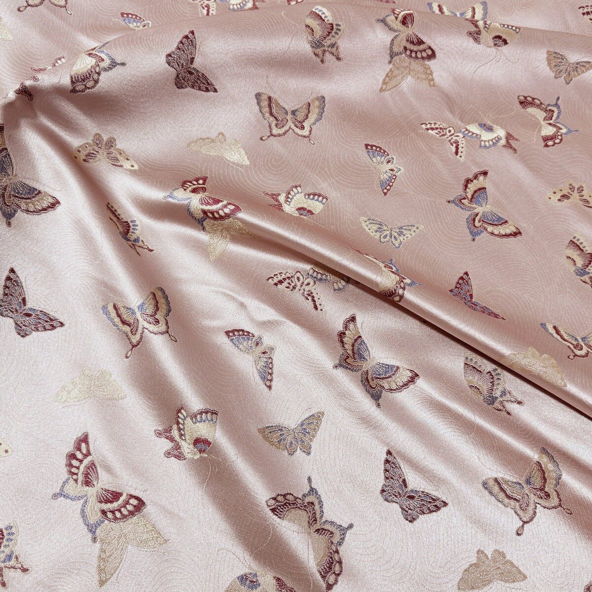 Light Pink Butterfly Brocade Fabric: 59"W Rayon Blend