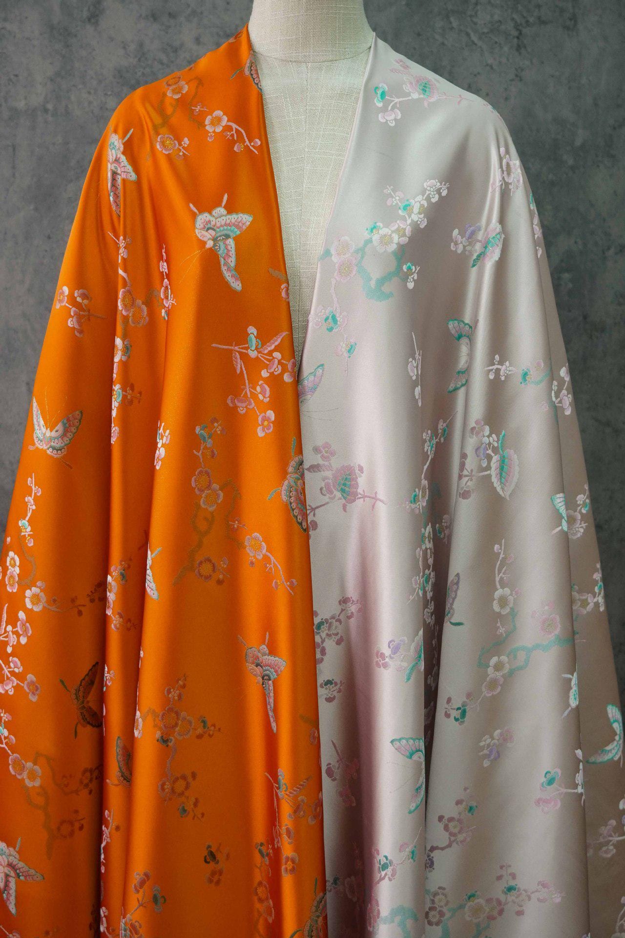 Butterfly Jacquard Brocade Fabric: Japanese Style Damask (By The Meter)