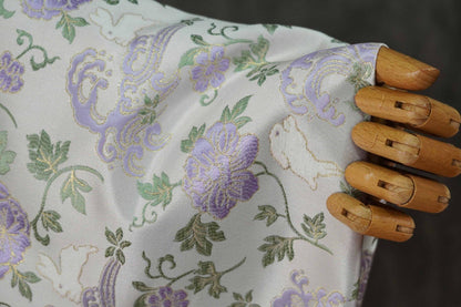 Jade Rabbit Brocade Fabric: Chinese Gold Jacquard Woven Textile