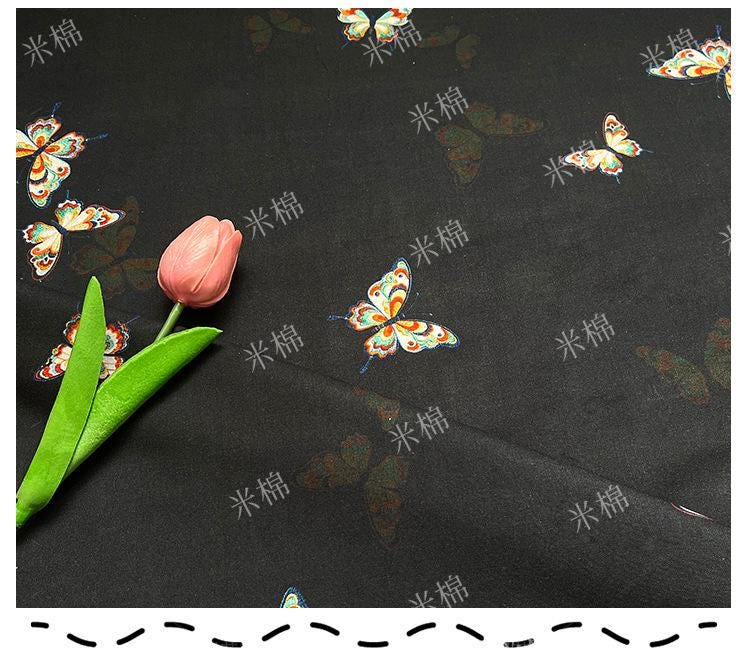 Butterfly Dance Print Fabric: 100% Cotton Quilting & Sewing Material, 55"W