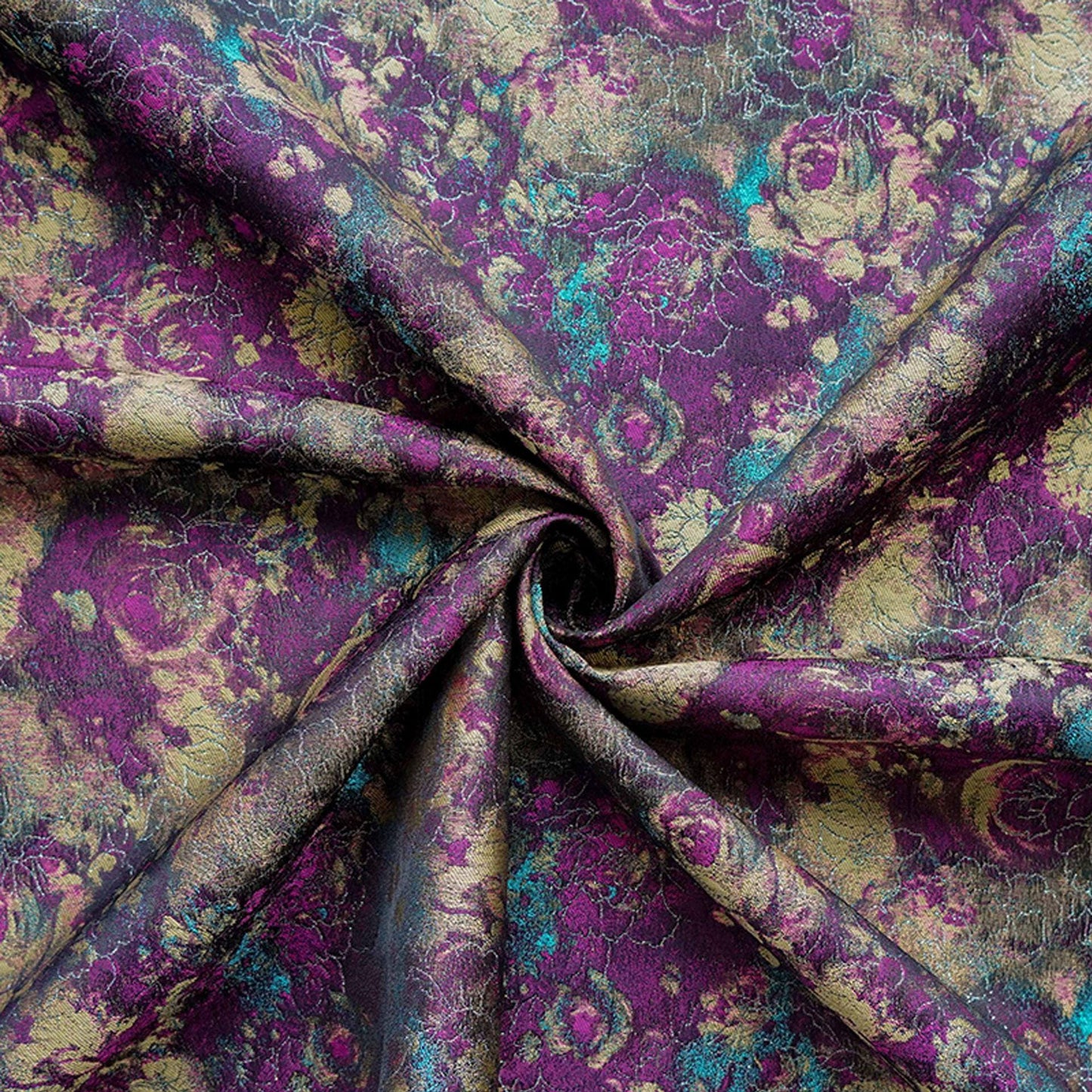 Tissu brocart jacquard à motif floral : tissu tissé de style chinois (60 pouces de large, au mètre)