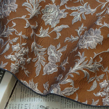Tissu brocart jacquard tissé à motif floral en relief 3D de luxe, design européen, largeur 63 pouces