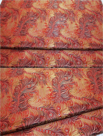 Peacock Feather Brocade Fabric: Floral Chinese Silk Rayon Blend