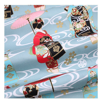 Tissu en coton et élasthanne à motif geisha : matériel de couture pour kimono
