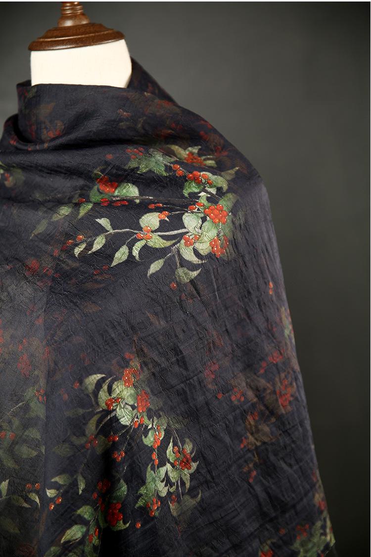 Floral Tencel Ramie Fabric: Sewing Material by Meter (59 inch)