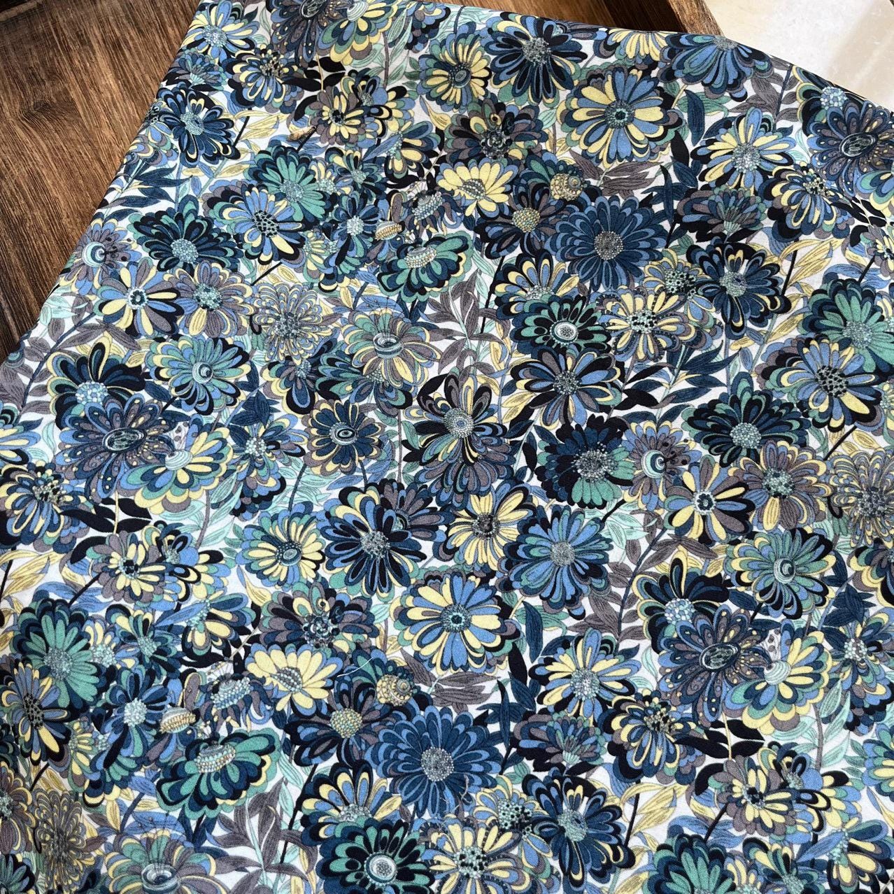 Floral Cotton Fabric: 60s Style Sewing Material, 59" Wide