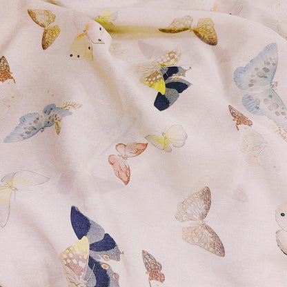 Butterfly Print Tencel Ramie Fabric: Sewing Material by The Meter