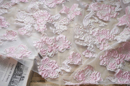 Gold Thread Floral Jacquard Fabric: 3D Oil Painting Texture, 55" Wide