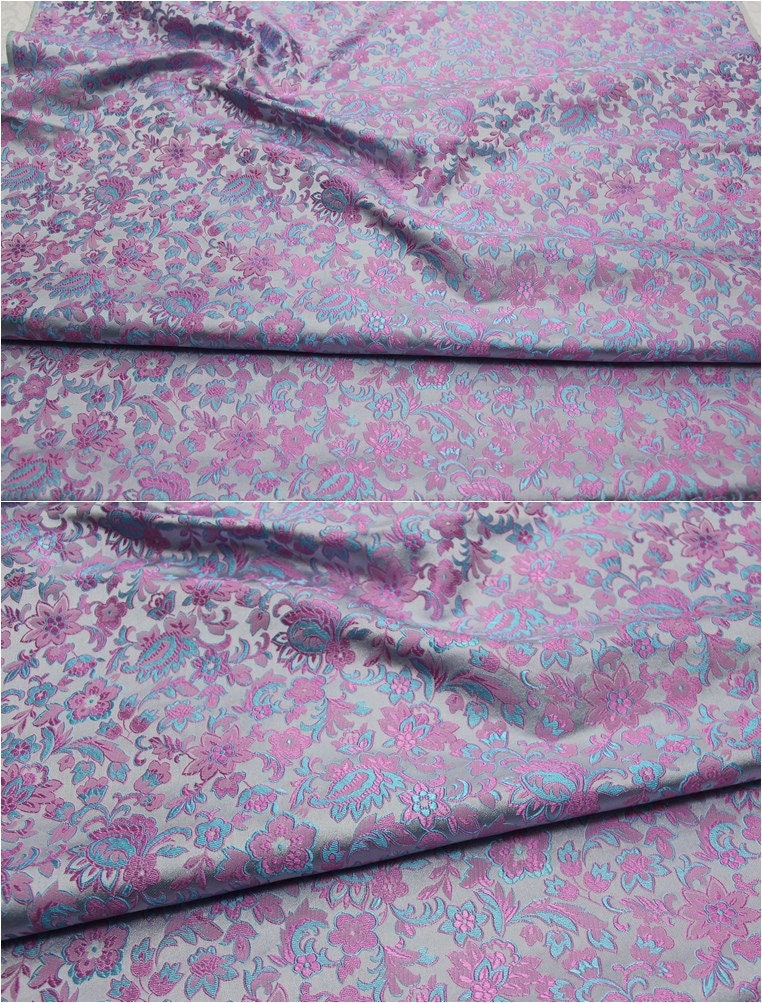 Floral Brocade Fabric: Silk Rayon Blend, Cheongsam Qipao Material (29.5" Wide)