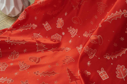 Red Christmas Jacquard Fabric with Gold Thread (59"W)