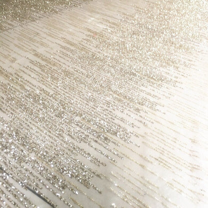 Tissu en dentelle géométrique argentée à paillettes : tulle pour robe de mariée de 140 cm de large