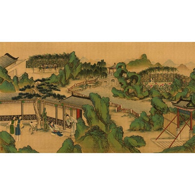 Tissu satiné « Rêve de demeures rouges » : tissu à coudre imprimé numériquement (45 x 78 cm)