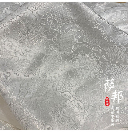 Black & White Metallic Silk Brocade Fabric: Traditional Upholstery, Quilting - By The Meter