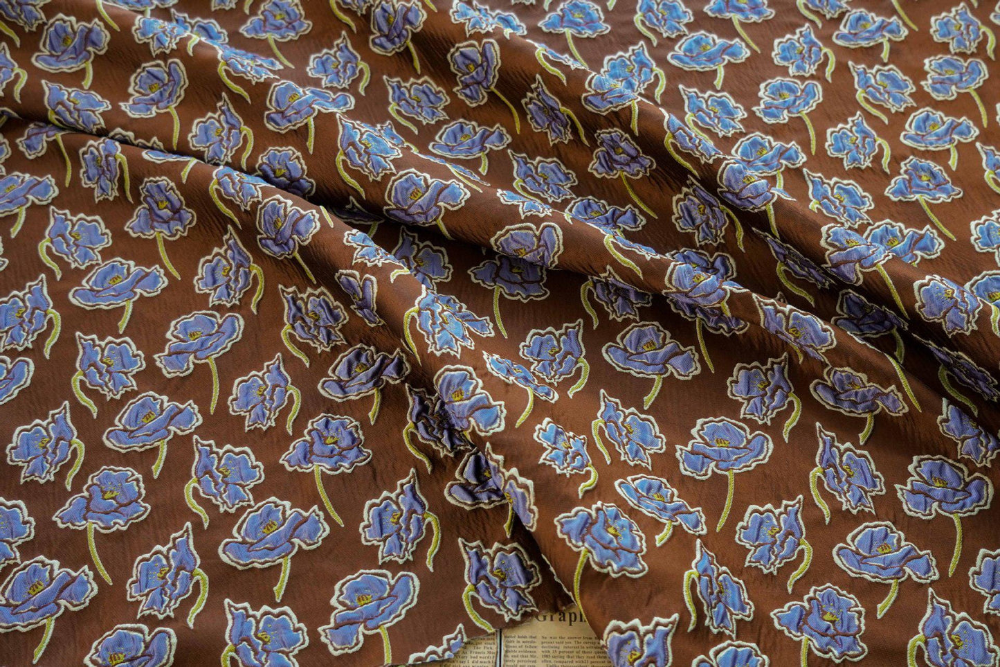 Floral Jacquard Woven Fabric: 3D Embossed Upholstery, Costume, Sewing DIY (55"W)