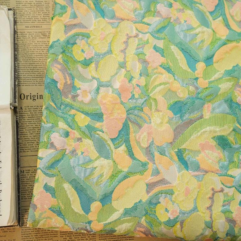 Gold Thread Jacquard Fabric: 3D Oil Painting Texture, 60" Wide