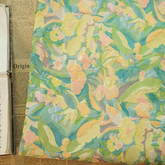 Gold Thread Jacquard Fabric: 3D Oil Painting Texture, 60" Wide
