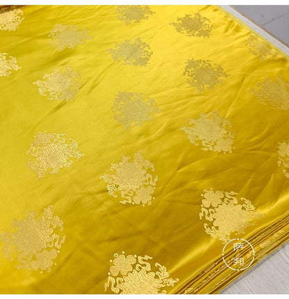 Tissu brocart or brillant vintage : jacquard de soie et rayonne (largeur 75 cm)