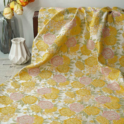 Tissu jacquard à roses en relief « Revêtement floral style campagne française » Large