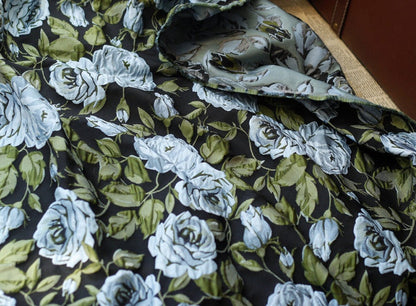 Dahlia Floral Jacquard Fabric: 3D Wrinkle Texture, 56" Wide