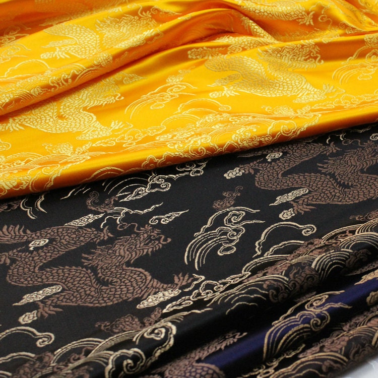 Chinese dragon robe, cheongsam, Tibetan robe, spinning Fabric, silk, satin, and brocade, 29"W
