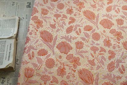 Tissu jacquard tissé rouge et jaune : revêtement d'ameublement à motif floral en relief 3D